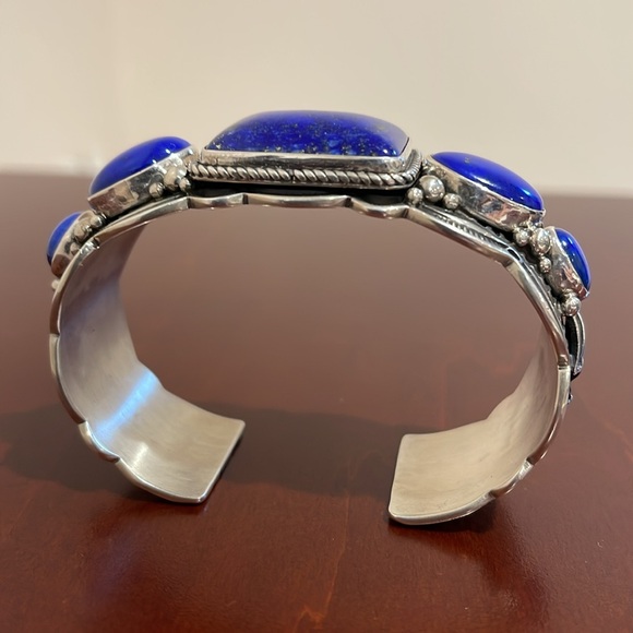 *Price Firm* Sterling Silver Lapis Lazuli Cuff by Navajo Happy Piasso - Picture 4 of 13